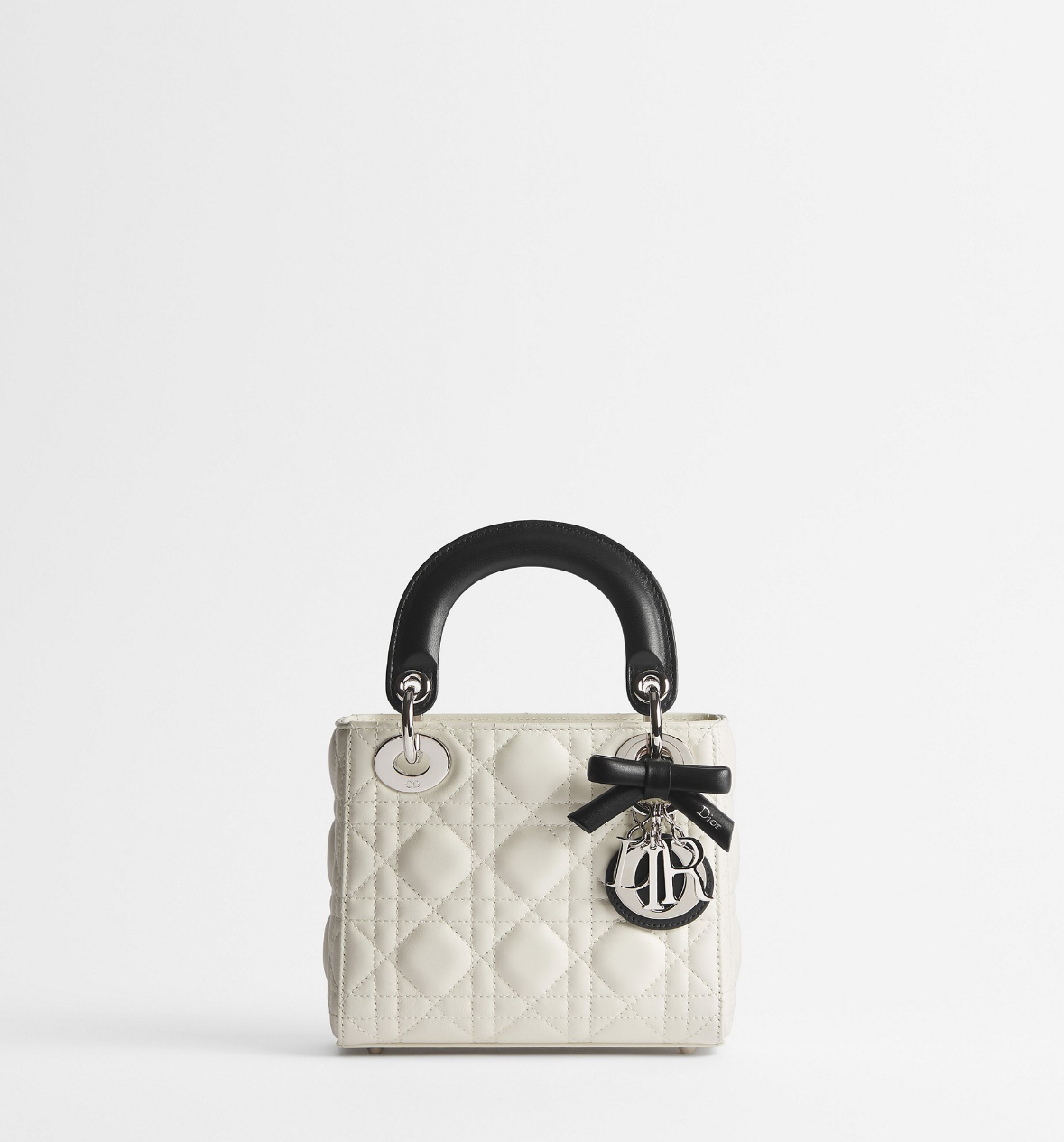 dior lady dior mini cannage quilted bow detail top handle bag
